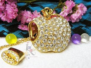 Crystal Apple Shape Golden USB Flash Drives