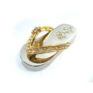 Crystal Golden Slippers Design 16G Capability USB Flash Drives