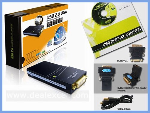 USB 2.0 to DVI / VGA / HDMI Multi-Display Cables & Adapter Converter