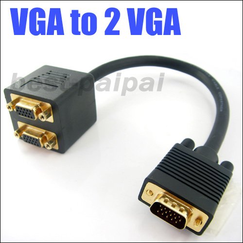 10 x New VGA Male to 2 Female Splitter Cable Adapter V339
