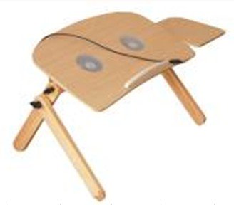 Notebook Folding 2 Fan Wood Cooling Cooler Pad with Desk Table