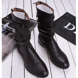 Man Black Half Genuine Leather Winter Leisure Boots