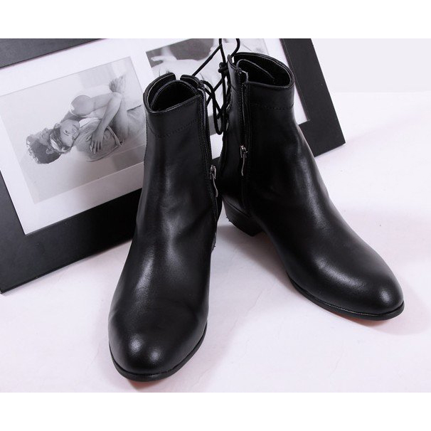 Mens Black Winter Casual Snow Sheepskin Leather Suede Ankle Boots
