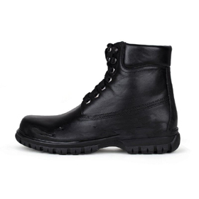 Black With Tie Flat Bottom Men's Snow Boots
