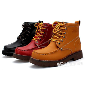 With Tie Genuine Leather Flat Bottom Men's Snow Boots
