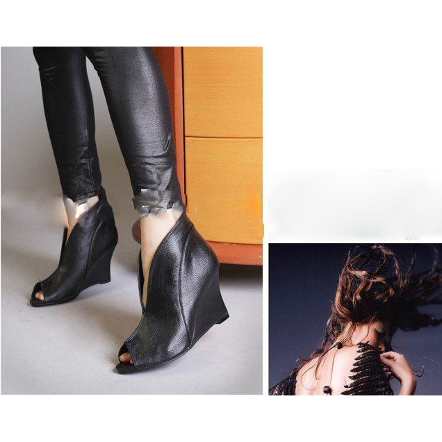 Women's Boots Open Toed Boots Sexy Wedges High-heeled Shoes Cool Boots