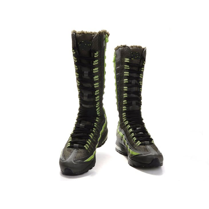 Black & Green Leather & Rubber With Tie Women's Ankle Boots