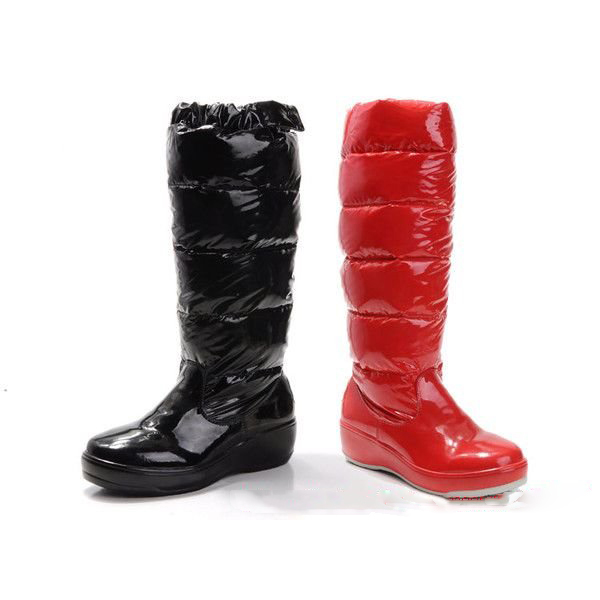 Women's Down Boots Winter Nylon Boots Knee High Snow Boots, Feather Floss Snow Boots