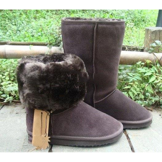 Genuine Leather Flat Bottom Fleece Sock Liner Women's Winter High Boots
