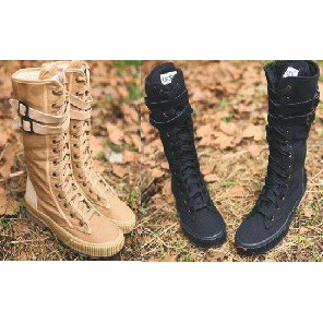 Women KERA PUNK EMO Gothic Knee High Canvas Sneaker Boots
