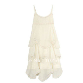 Women's Strap Chiffon Summerdress Beachwear Ruffle Long Sleeve Dresses