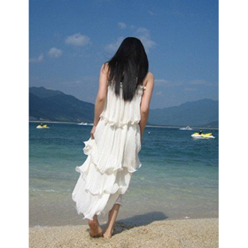 Women's Multi-Layer Backless Long Style Worsted Braces Dresses