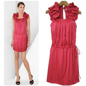 Fashion Grace Red Satin Flouncing OL Dress, Evening Formal Summer Wear Skirt with Euro Style