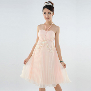 Yellow Halter A-Line Strapless Knee-Length Cocktail