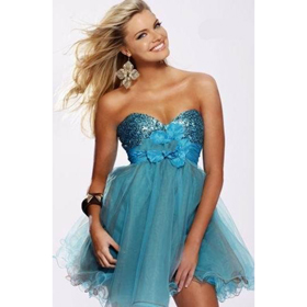Empire Yarn Strapless Mini-Length Cocktail Dresses