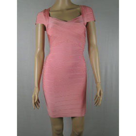Tight-fitting Short-sleeved Bandage Zipper Bridal Dress Prom Evening Dresses