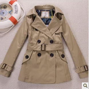 Ladies Grace Double Breasted Turn-down Collar Trench Coat Outdoor Overcoat OL Dress
