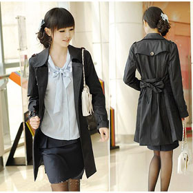 Ladies'  Trench Coat Outdoor Long Dress Windbreaker Outerwear