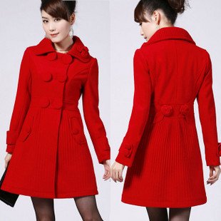 Free Shipping Ladies Woolen Coat  OL Long Outdoor Dress Trench Outwear