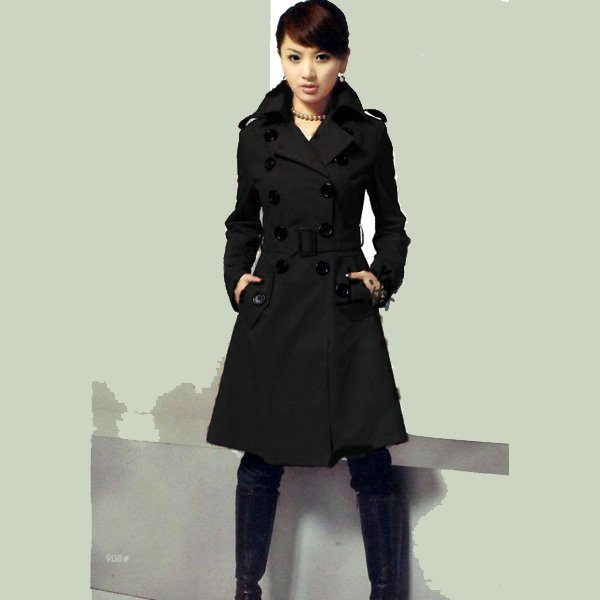 Women's Wool Coat Career Apparel Outerwear Trench Coat Office Lady Long Dresses