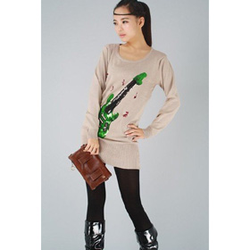 Women's Long Style Autumn Cotton Sweater with Bling