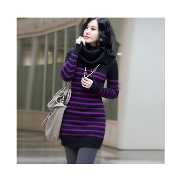 Designer Lady High Neck Knitted Long Cotton Warm Sweaters