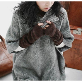 Knitted Half Sleeve Gray Lady Sweater
