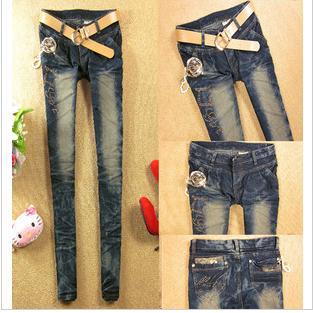 Women's Deep Colour Pocket Suspender Straight Jeans