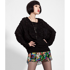 Original Round Neck Black T-shirt Wardrobe Spring Forest Bat Models / Knit Jacket