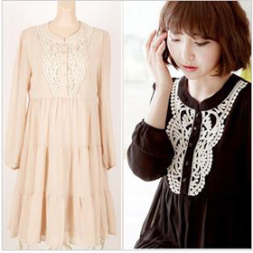 Blue Cotton Anti-Allergy Eco-Friendly Puff Sleeve Maternity Dress