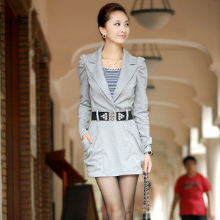 2011 Blue Lapel Tight Temperament Dress, Ladies Clothes LM3005