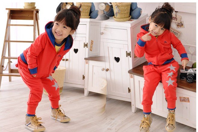 Spring and Autumn Children Red Sports Clothing and Pants Rompers
