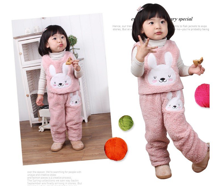 Lovely Rabbit Thermal Coat and Pants Winter Children Rompers