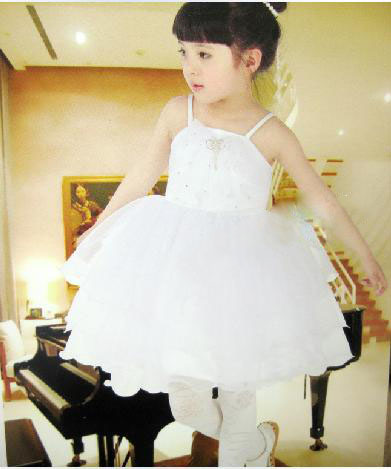 Children's Plait Beads Shoulder-strap Latin Dress