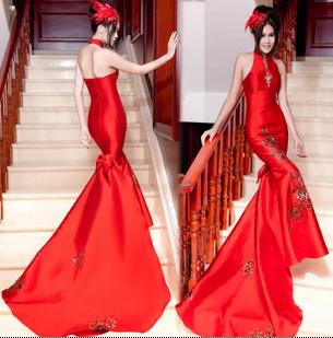 A-line Halter Applique Floor Length Taffeta Organza Wedding Dresses Party Dress Cocktail Dress