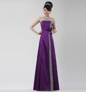 Latest Fashion Strapless Ankle-length Taffeta Party Dress / Evening Dress / Wedding Gown / Bridal Dress