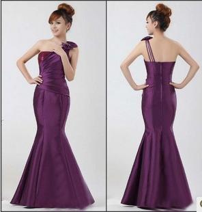 Mermaid One Shoulder Sleeveless Silk Wedding Dresses