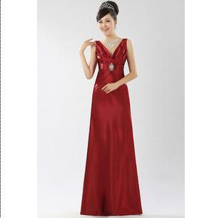 Satin Chiffon V-neck Sleeveless Bridesmaid Bridal Gown Wedding Dresses