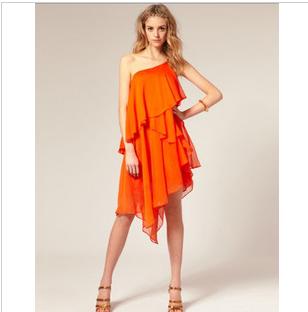 New Style Ankle-length Sheath / Column Strapless Appliques Tiered Side-Draped Wedding Dresses