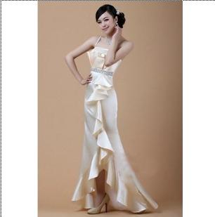 For Jobridal MS010 Empire Beach Sleeveless Chiffon One-shoulder Chapel Train Wedding Dresses