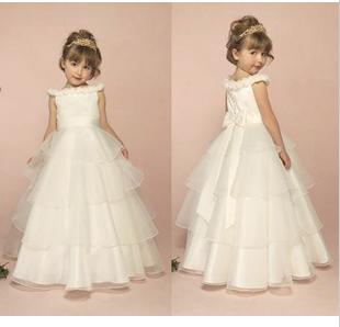 Luxury Style Halter Organza Beading Floor Length Pageant Dress Flower Girl Dresses