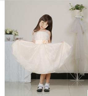 Taffeta Sleeveless Ribbon Butterfly Flower Girl Dress