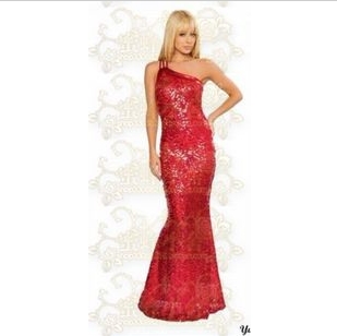 Ladies' Sexy Wedding Dress Bride Gown Long Dresses Mermaid Sweep Train One-shoulder Dress