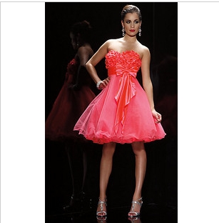 2011 Custom Made Elegant Pink Silk Strapless Evening Dress