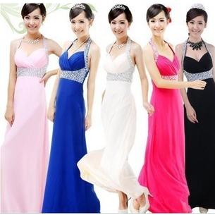 Custom Made Sexy and Lovely V-neck Ankle-length Halter Straps Evening Dress