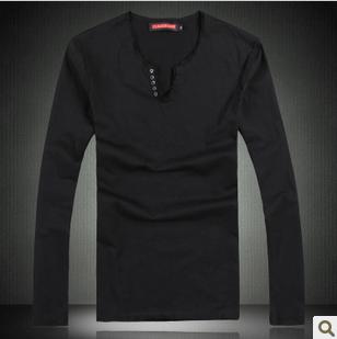 Hot Recommend Gray New Stylish Men's V-neck Long Sleeve T-shirts