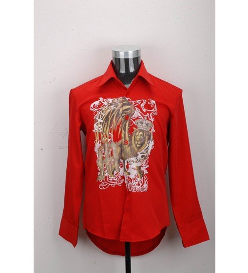 100% Polyester Michael Jackson Concert Anti-Wrinkle Red Lion Long Sleeve Shirts