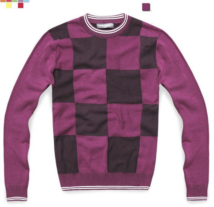 Men's International Chinese New Year Chess Board Casual Round Neck Polyester Fashion Sweater