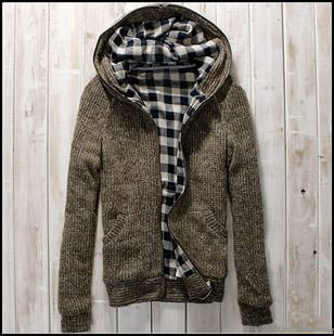 South Korean Men's Cap Grid Thick Sweater
