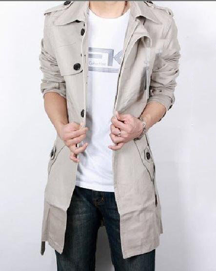 Men's Long Korean Style Cotton Windbreak Coat